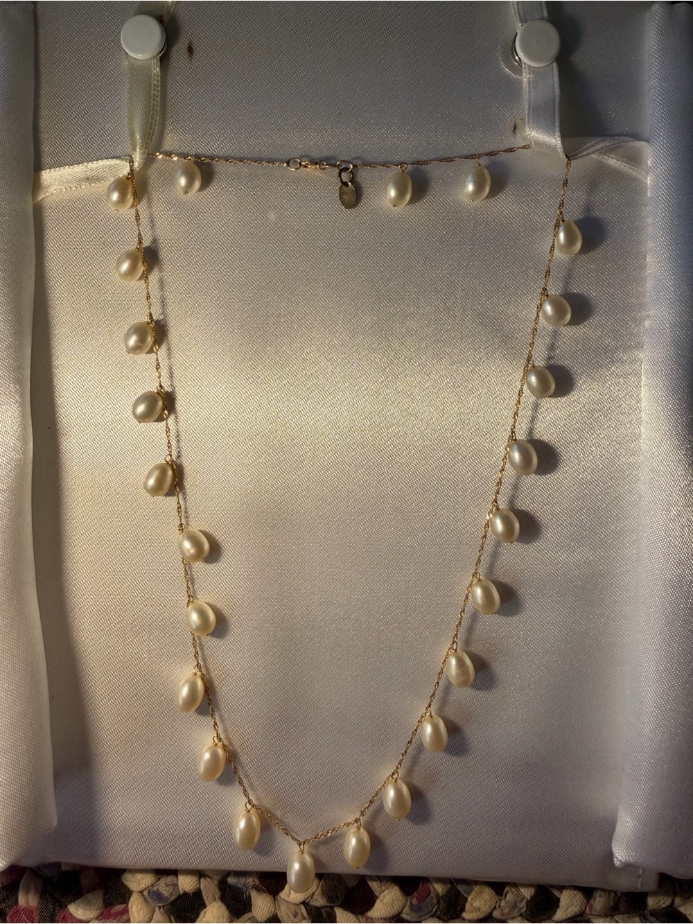 Gold 14K Chain Pearl Drop Necklace - Classic Ivory Pearls